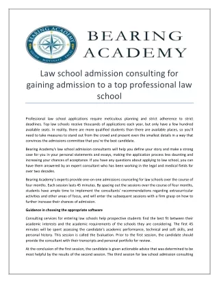 Law school admission consulting for gaining admission to a top professional law school