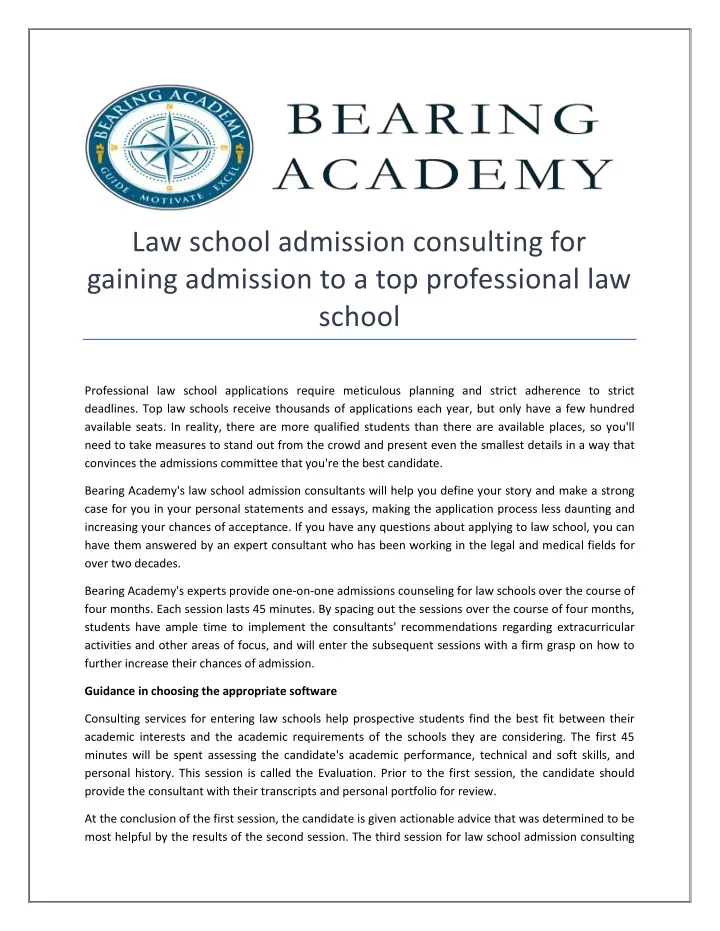 law school admission consulting for gaining