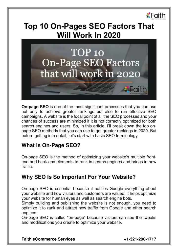 top 10 on pages seo factors that will work in 2020