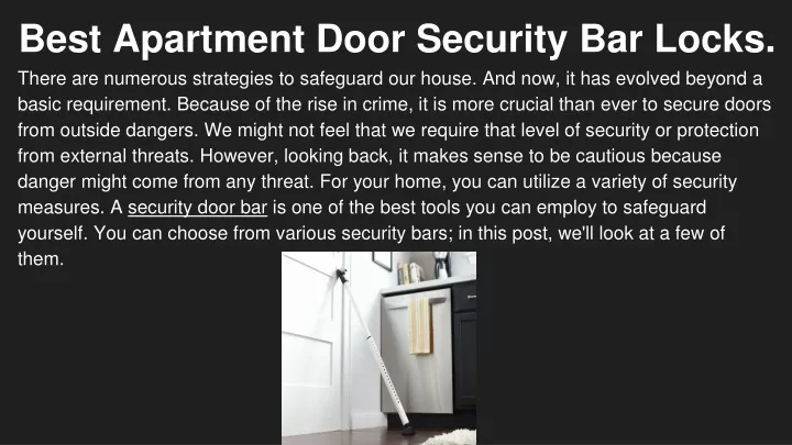 best apartment door security bar locks