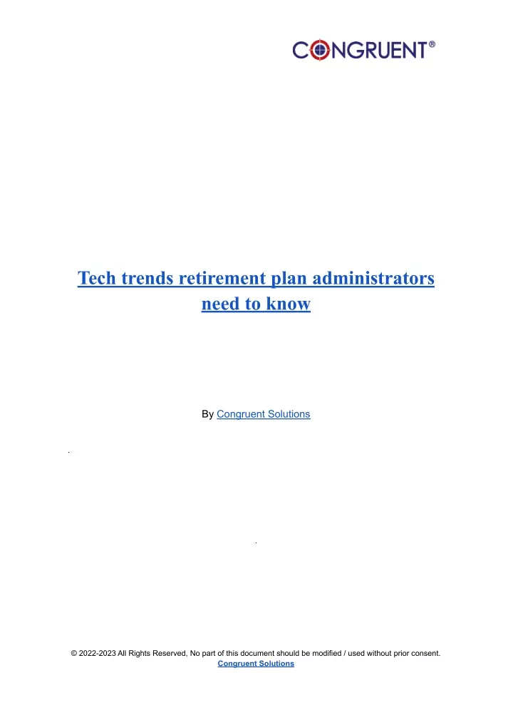 tech trends retirement plan administrators need