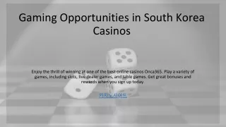 Gaming Opportunities in South Korea Casinos