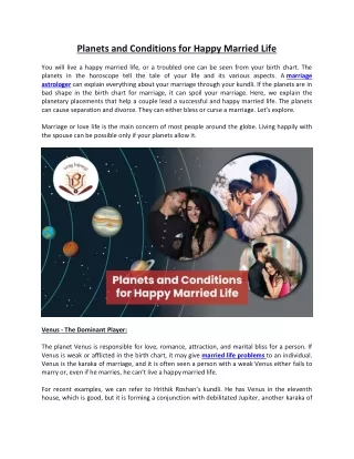 planets and conditions for happy married life