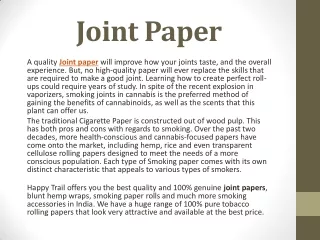 Joint Paper