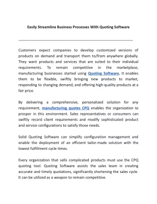 easily streamline business processes with quoting
