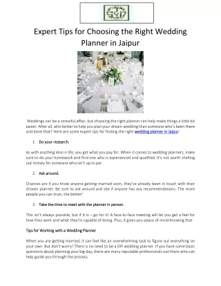 Expert Tips for Choosing the Right Wedding Planner in Jaipur