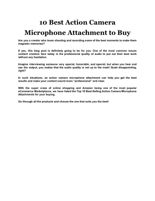 10 best action camera microphone attachment to buy