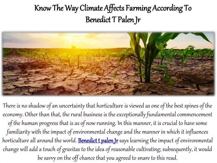 know the way climate affects farming according