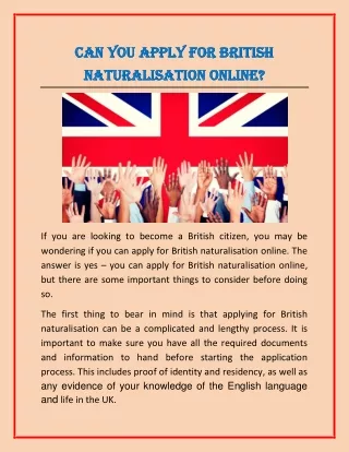 Can You Apply for British Naturalisation Online?