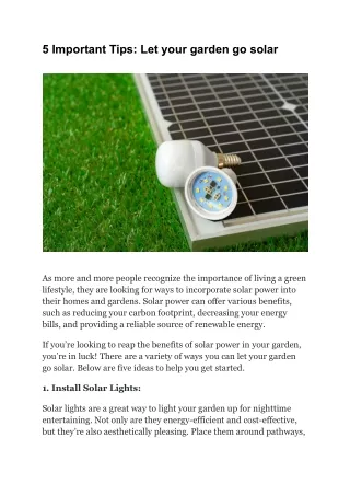 5 Important Tips_ Let your garden go solar