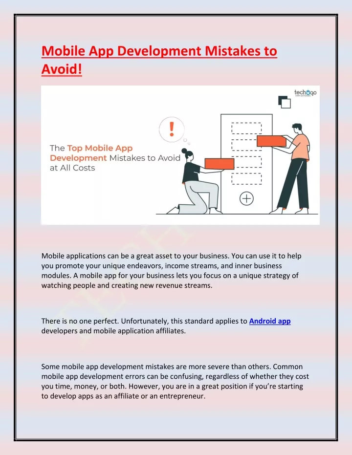 mobile app development mistakes to avoid