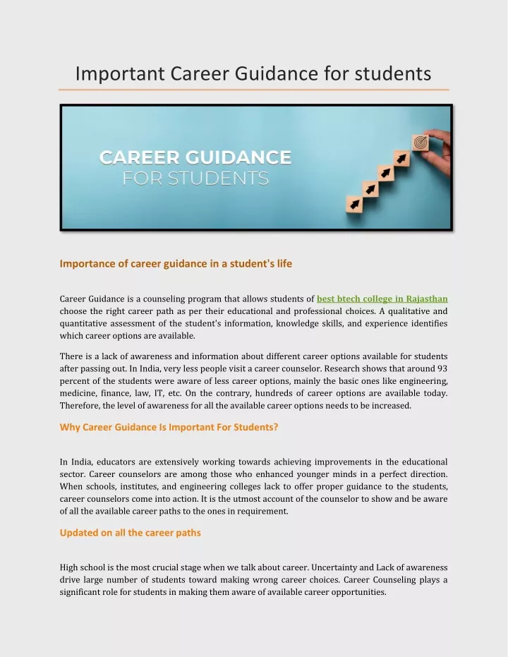 important career guidance for students