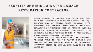 Benefits of Hiring a Water Damage Restoration Contractor