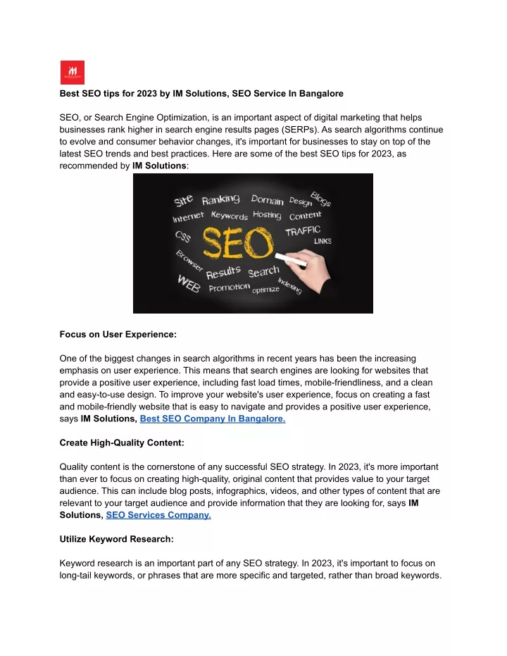 best seo tips for 2023 by im solutions