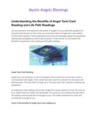 Understanding the Benefits of Angel Tarot Card Reading and Life Path Readings