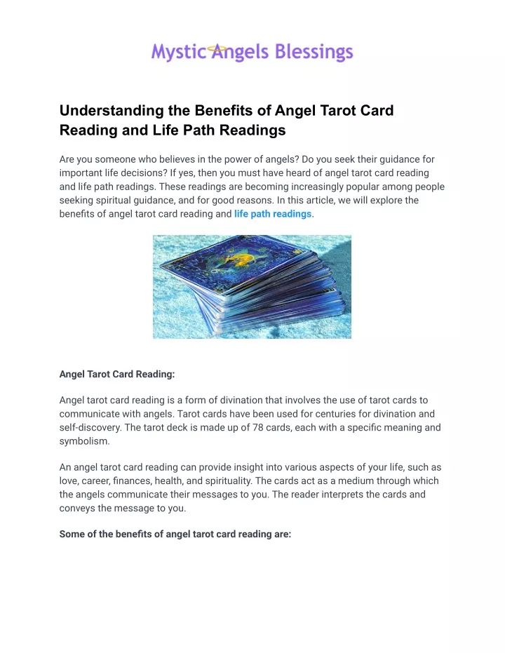understanding the benefits of angel tarot card