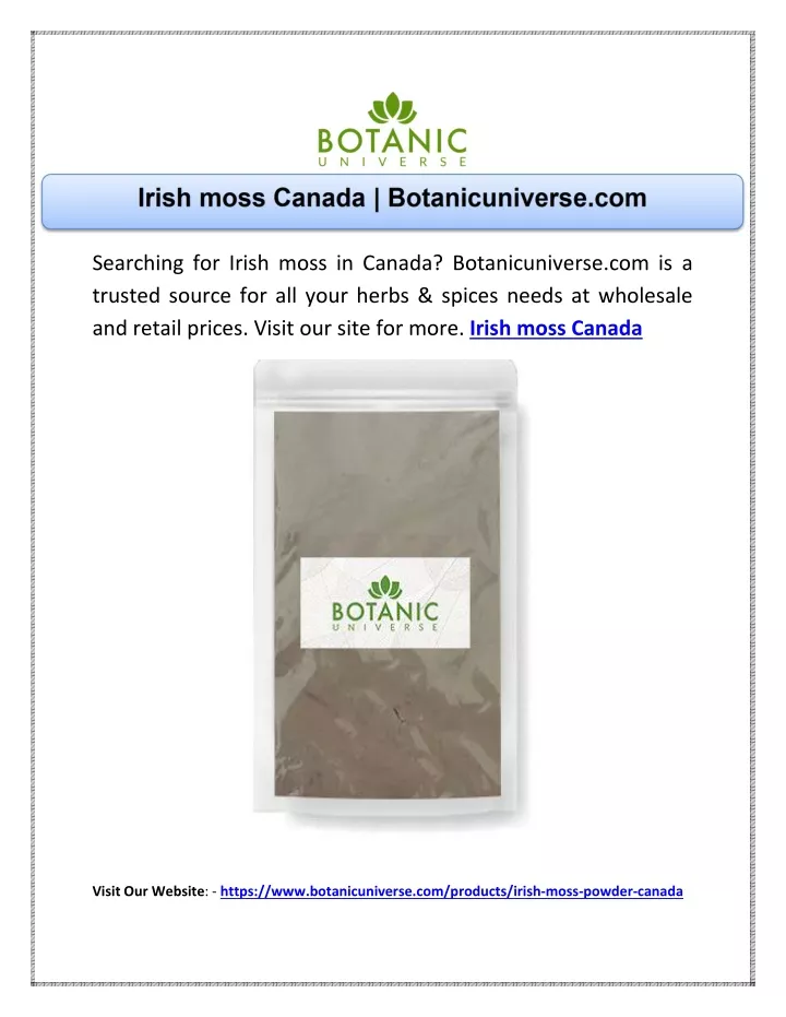 searching for irish moss in canada