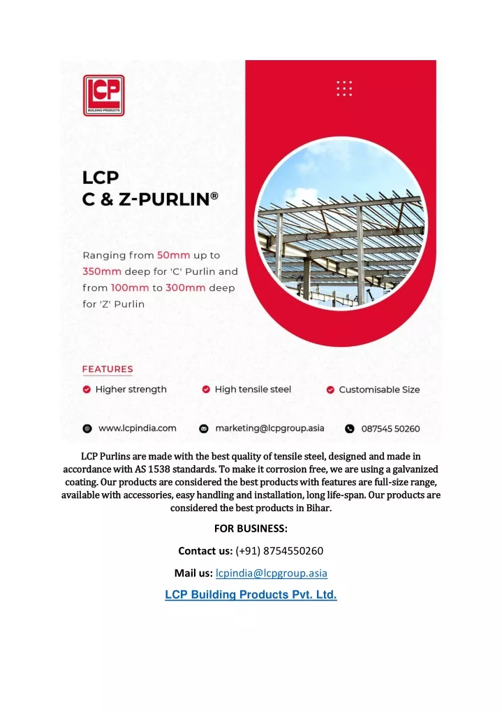 lcp purlins are made with the best quality