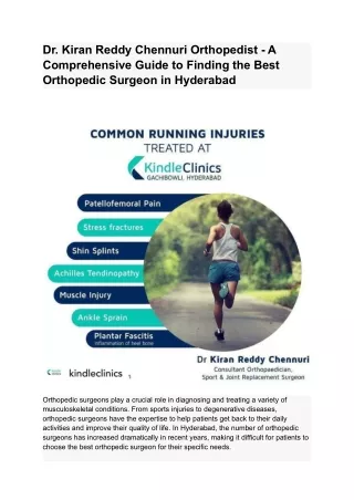 A Comprehensive Guide to Finding the Best Orthopedic Surgeon in Hyderabad