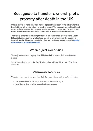 best guide to transfer ownership of a property