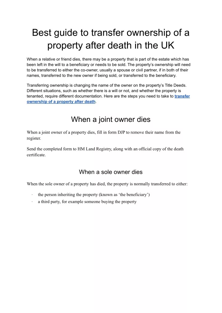 ppt-best-guide-to-transfer-ownership-of-a-property-after-death-in-the