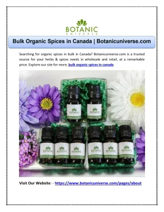 Bulk Organic Spices in Canada | Botanicuniverse.com
