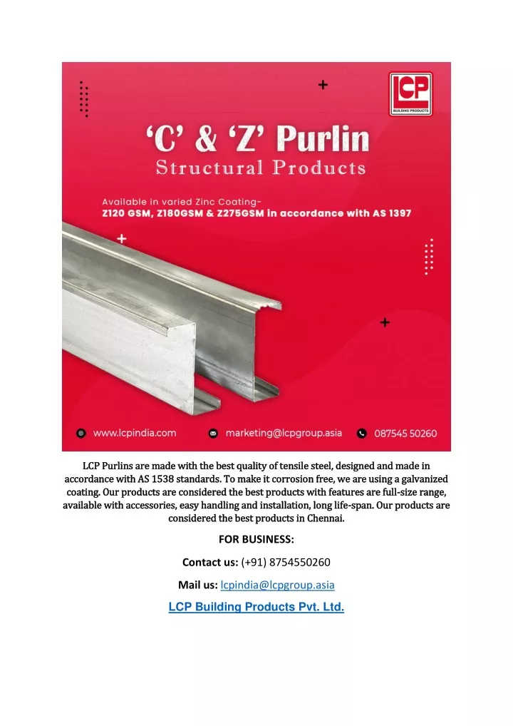 lcp purlins are made with the best quality