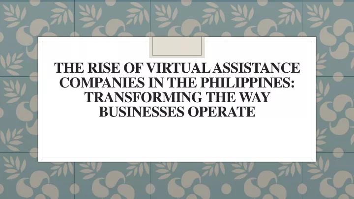 the rise of virtual assistance companies