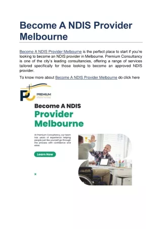 Become A NDIS Provider Melbourne