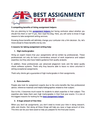 5 compelling benefits of hiring assignment