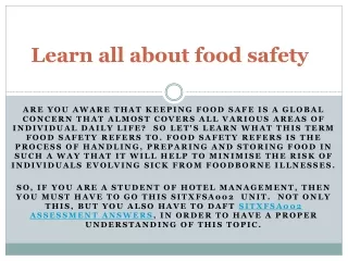 Learn all about food safety