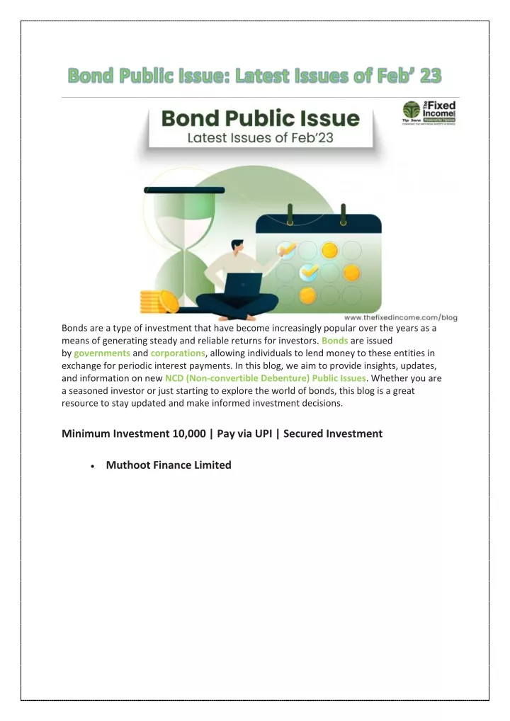 bonds are a type of investment that have become