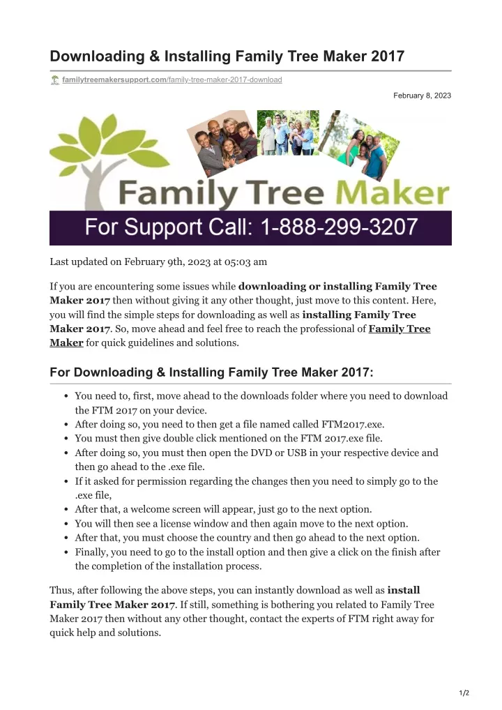 downloading installing family tree maker 2017
