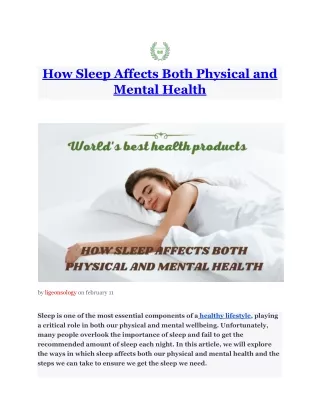 How Sleep Affects Both Physical and Mental Health