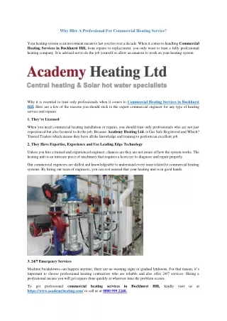Why Hire A Professional For Commercial Heating Service?