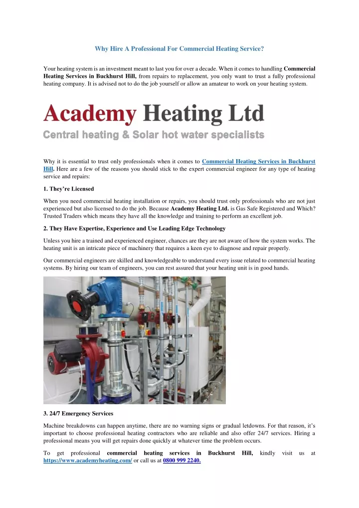 why hire a professional for commercial heating