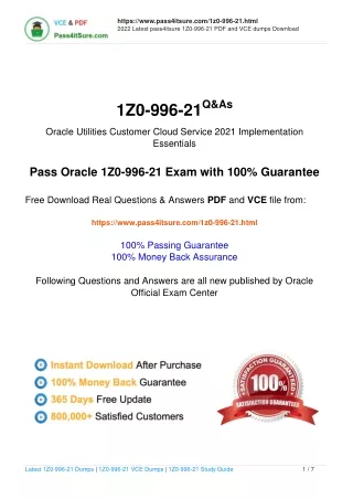 Free Oracle 1Z0-996-21 exam practice questions