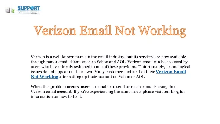 verizon email not working