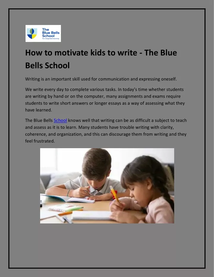 how to motivate kids to write the blue bells