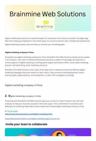 Digital Marketing Company in Pune - Brainmine