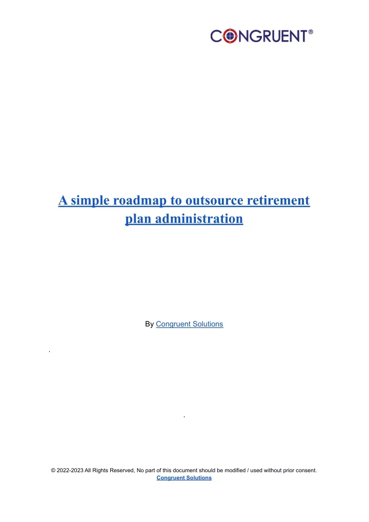 a simple roadmap to outsource retirement plan