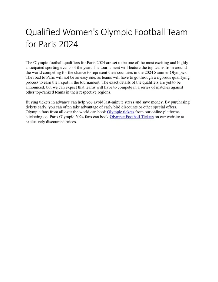 qualified women s olympic football team for paris