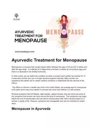 ayurvedic medicine for menopause