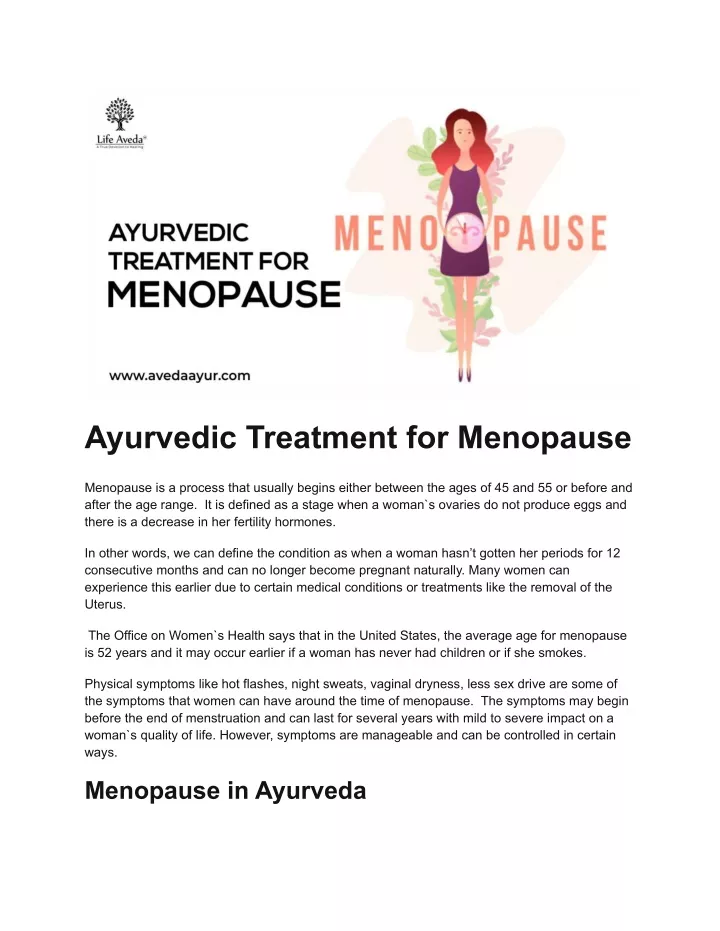 ayurvedic treatment for menopause