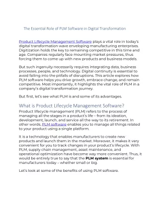 the essential role of plm software in digital