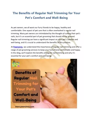 The Benefits of Regular Nail Trimming for Your Pet's Comfort and Well-Being