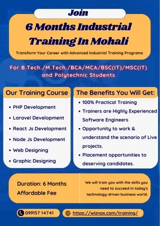 6 Months Industrial Training In Mohali