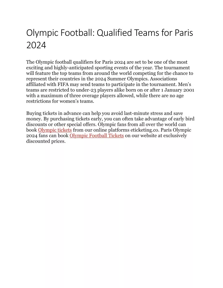 PPT Olympic Football Qualified Teams for Paris 2024 PowerPoint