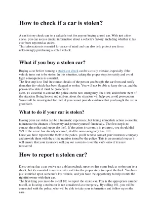 stolen car check