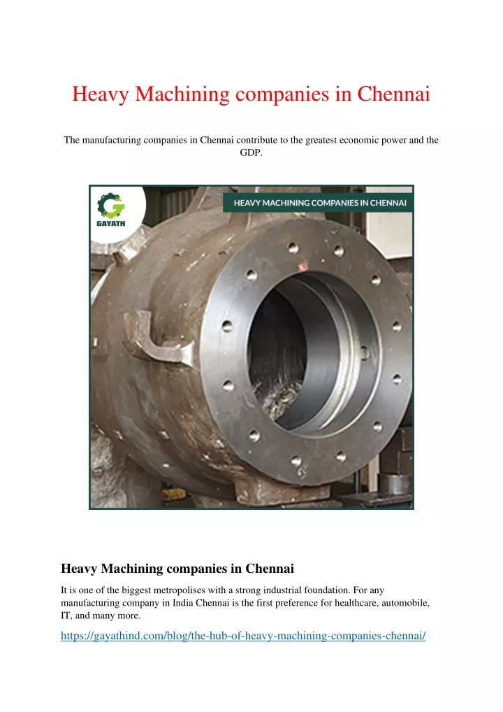 heavy machining companies in chennai